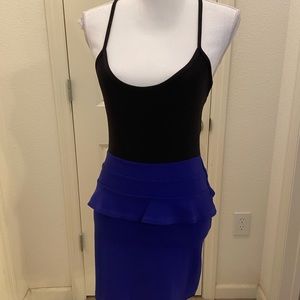 BNNW Black and cobalt blue peplum dress